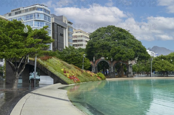 Impression around the Plaza de Espana of Santa Cruz de Tenerife, a city in Tenerife and capital of the Canary Islands in Spain