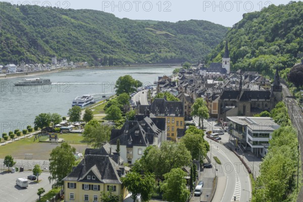 High angle scenery around St. Goar at the Middle Rhine in Germany