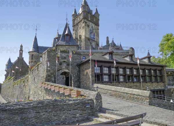 Impression of Cochem Imperial Castle at Moselle river in Rhineland-Palatinate, Germany, at summer time