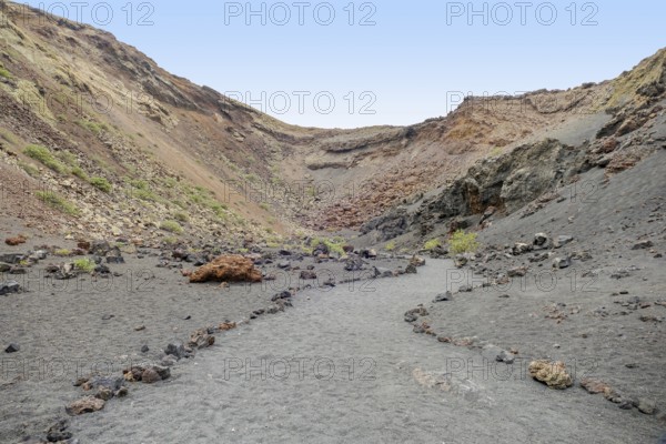 Caldera de los Cuervos at the Timanfaya National Park in Lanzarote, part of the Canary Islands in Spain
