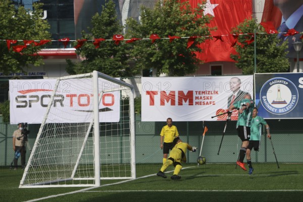 Football for the disabled amputees. The final match of amputee football between Sahinbey Belediye Spor and Poland's Legia Warsaw during the European Amputee Football Federation (EAFF) Champions League final, Gaziantep, Gaziantep, Türkiye