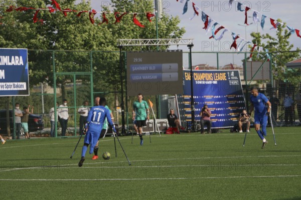 Football for the disabled amputees. The final match of amputee football between Sahinbey Belediye Spor and Poland's Legia Warsaw during the European Amputee Football Federation (EAFF) Champions League final, Gaziantep, Gaziantep, Türkiye