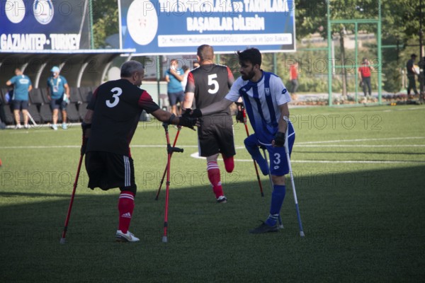 Football for the disabled amputees. The final match of amputee football between Sahinbey Belediye Spor and Poland's Legia Warsaw during the European Amputee Football Federation (EAFF) Champions League final, Gaziantep, Gaziantep, Türkiye