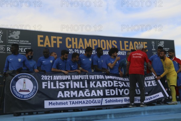 Football for the disabled amputees. The final match of amputee football between Sahinbey Belediye Spor and Poland's Legia Warsaw during the European Amputee Football Federation (EAFF) Champions League final, Gaziantep, Gaziantep, Türkiye