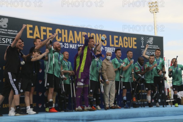 Football for the disabled amputees. The final match of amputee football between Sahinbey Belediye Spor and Poland's Legia Warsaw during the European Amputee Football Federation (EAFF) Champions League final, Gaziantep, Gaziantep, Türkiye