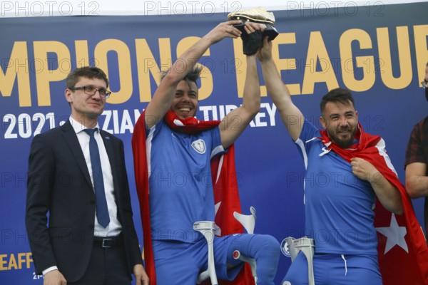 Football for the disabled amputees. The final match of amputee football between Sahinbey Belediye Spor and Poland's Legia Warsaw during the European Amputee Football Federation (EAFF) Champions League final, Gaziantep, Gaziantep, Türkiye