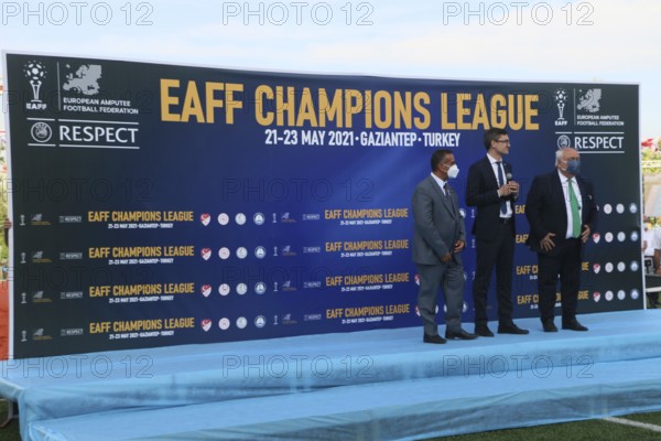 Football for the disabled amputees. The final match of amputee football between Sahinbey Belediye Spor and Poland's Legia Warsaw during the European Amputee Football Federation (EAFF) Champions League final, Gaziantep, Gaziantep, Türkiye