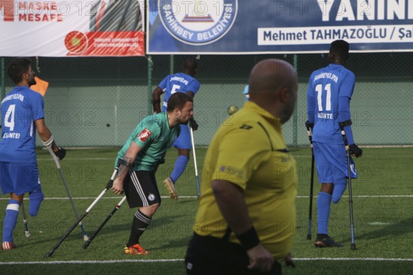 Football for the disabled amputees. The final match of amputee football between Sahinbey Belediye Spor and Poland's Legia Warsaw during the European Amputee Football Federation (EAFF) Champions League final, Gaziantep, Gaziantep, Türkiye