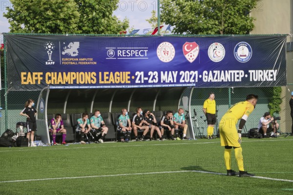 Football for the disabled amputees. The final match of amputee football between Sahinbey Belediye Spor and Poland's Legia Warsaw during the European Amputee Football Federation (EAFF) Champions League final, Gaziantep, Gaziantep, Türkiye
