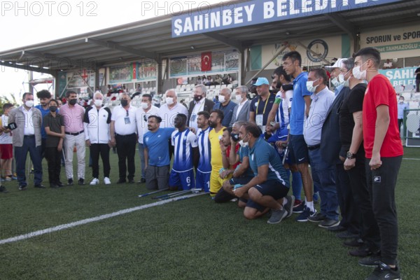 Football for the disabled amputees. The final match of amputee football between Sahinbey Belediye Spor and Poland's Legia Warsaw during the European Amputee Football Federation (EAFF) Champions League final, Gaziantep, Gaziantep, Türkiye