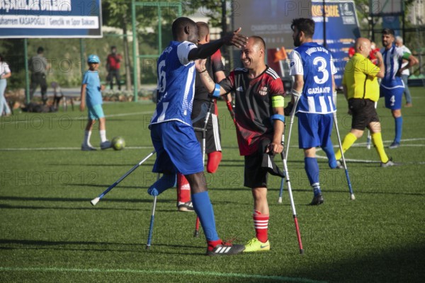 Football for the disabled amputees. The final match of amputee football between Sahinbey Belediye Spor and Poland's Legia Warsaw during the European Amputee Football Federation (EAFF) Champions League final, Gaziantep, Gaziantep, Türkiye