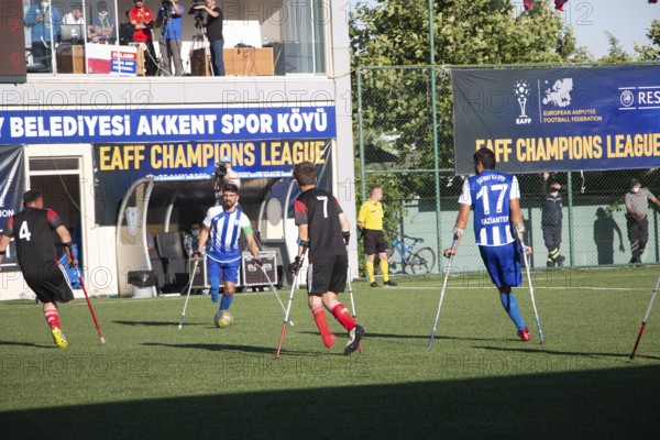 Football for the disabled amputees. The final match of amputee football between Sahinbey Belediye Spor and Poland's Legia Warsaw during the European Amputee Football Federation (EAFF) Champions League final, Gaziantep, Gaziantep, Türkiye