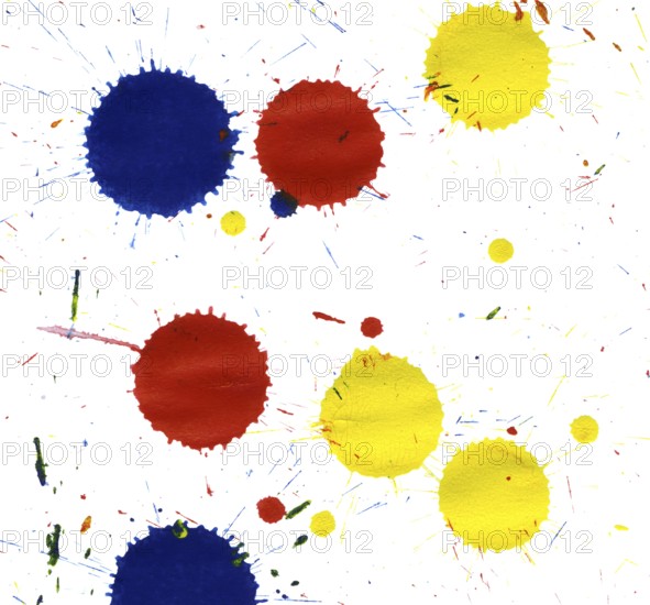 Colored paint splatters in white back