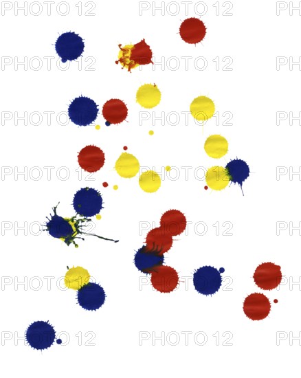 Colored paint splatters in white back