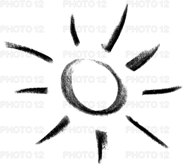 Crayon painted sun or light symbol in white back