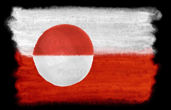 Watercolor illustration of the Greenland flag