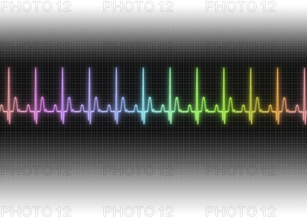 A multicolored electrocardiography illustration in gradient screen background