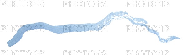Curvy blue watercolor brush stroke in white back