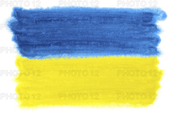 Watercolor illustration of the Ukraine flag
