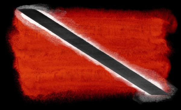 Watercolor illustration of the Trinidad and Tobago flag