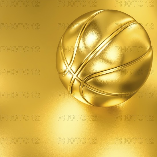 AI generated image showing a golden basketball ball in golden ambiance