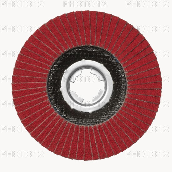 Frontal shot of a grinding wheel in white back