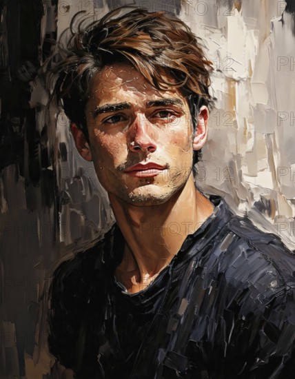 AI generated image showing the portrait of a painted young man
