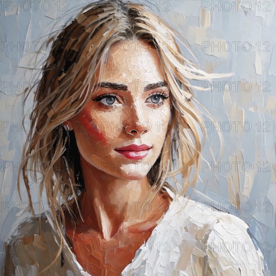 AI generated image showing the portrait of a painted young woman