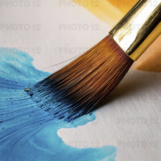AI generated closeup image showing a brush tip while painting