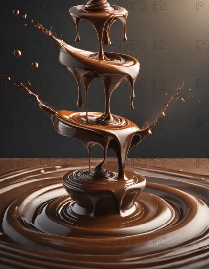 AI generated image showing liquid flowing chocolate