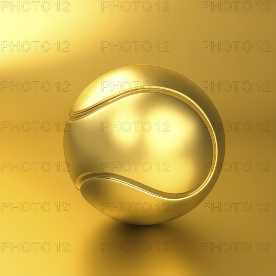 AI generated image showing a golden tennis ball in golden ambiance