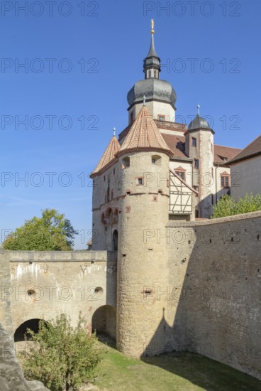 Idyllic scenery around the Marienberg Fortress near Wuerzburg in Franconia, a bavarian area in Germany