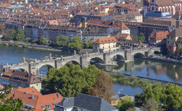 Aerial view of Wuerzburg, a franconian city in Bavaria, Germany