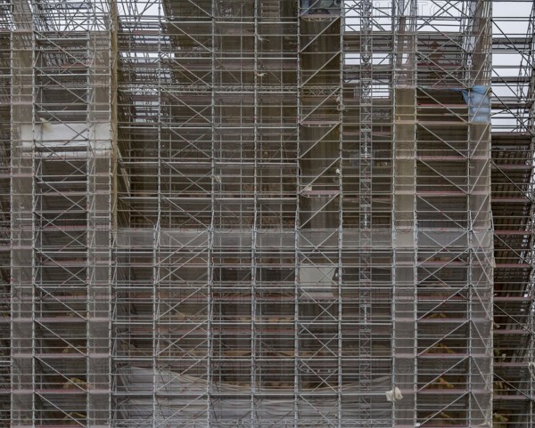 Detail shot of a huge scaffolding seen in France