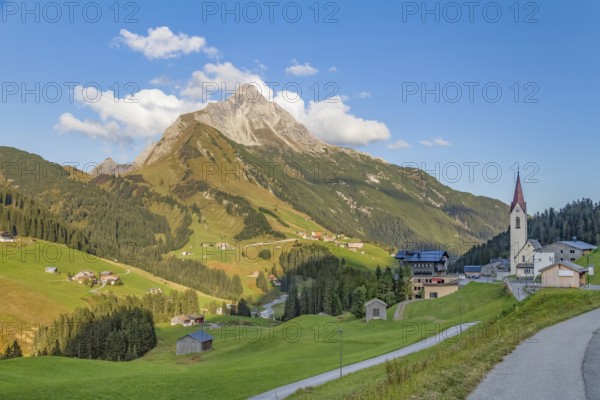 Idyllic scenery around Warth, a municipality in the district of Bregenz in the Austrian state of Vorarlberg