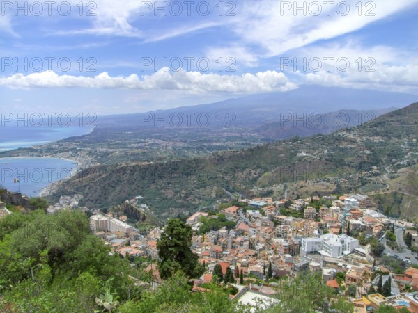 High angle view showing the bay of Naxos in Sicily