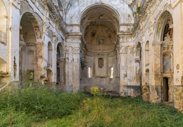 Church detail in Bussana Vecchia, a former ghost town of the Liguria region in Italy