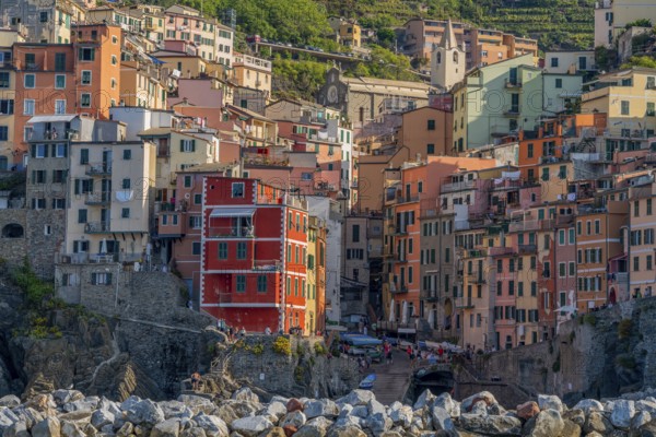 Scenery around Riomaggiore, a village at a coastal area named Cinque Terre in Liguria, located in the northwest of Italy