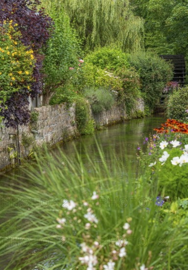 Scenery around river Veules in Veules-les-Roses, a commune in the Seine-Maritime department in the Normandy region in northern France