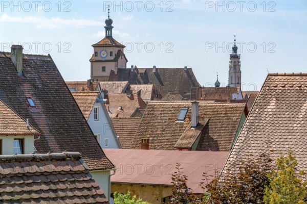 High angle view of Rothenburg ob der Tauber, a town in Middle Franconia in Bavaria, Germany