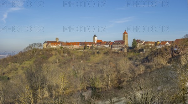 Town in Southern Germany named Waldenburg at evening time