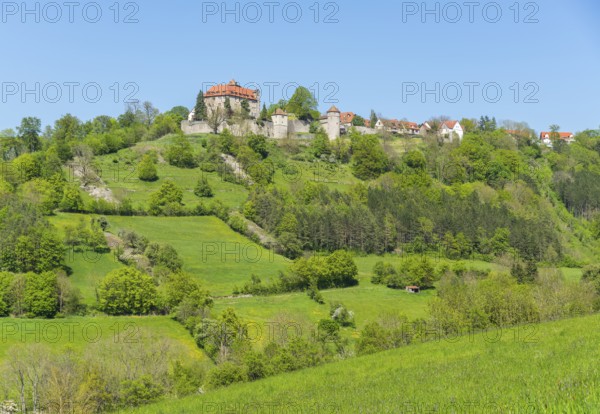 Idyllic spring time scenery in Hohenlohe including the Stetten castle in Southern Germany