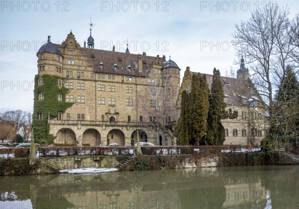 Scenery around Neuenstein Castle in Hohenlohe at winter time