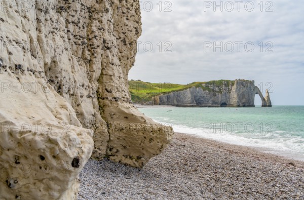 Coastal scenery around Etretat, a commune in the Seine-Maritime department in the Normandy region of Northwestern France