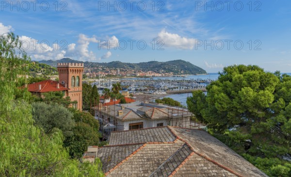 Scenery around Porto Maurizio in Oneglia, a former town in northern Italy on the Ligurian coast, in 1923 joined to Porto Maurizio to form the Comune of Imperia