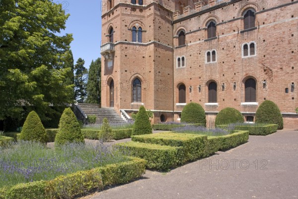 Idyllic scenery with parkway at Castle of Brolio near Gaiole in Chianti, located in the italian region Tuscany
