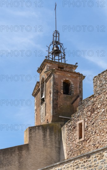 Bell tower seen in Roussillon, a commune in the Vaucluse department of the Provence region in southern France