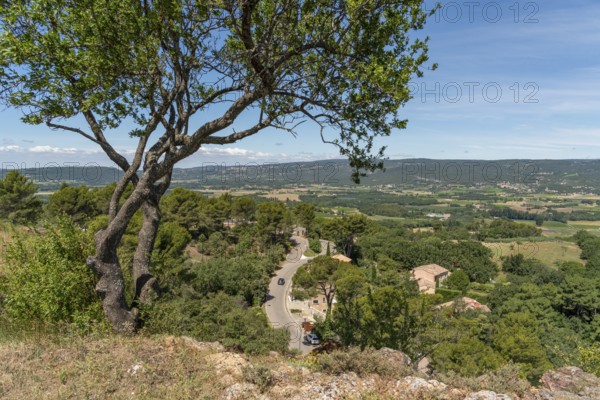 Aerial impression around Roussillon, a commune in the Vaucluse department of the Provence region in southern France
