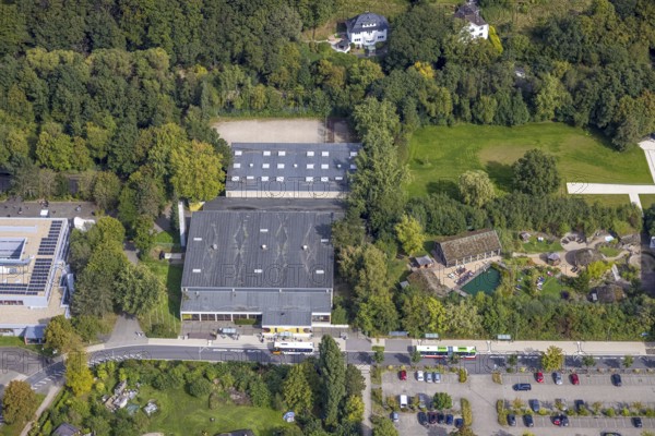 Aerial view, gymnasium and sports hall West in the district Klostermark in Gevelsberg, Ruhr area, North Rhine-Westphalia, Germany, DE, Europe, Gevelsberg, aerial view, aerial photography, aerial photography, sports, sports hall, overview, bird's-eye view, overview