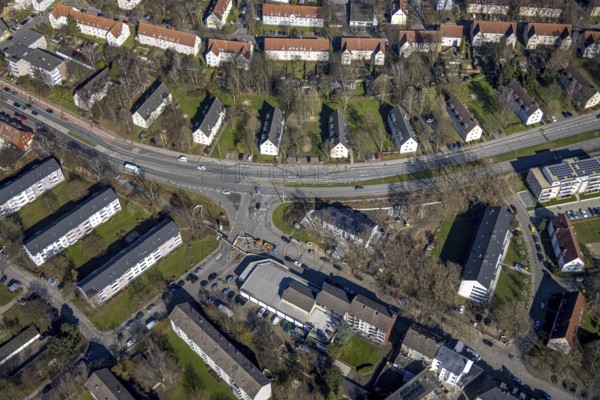 Aerial view, future construction site Horster Straße and Wiesmannstraße corner Breukerstraße, Brauck, Gladbeck, Ruhr area, North Rhine-Westphalia, Germany, construction work, construction, construction area, building site, building plots, construction project, construction site, DE, Europe, aerial view, aerial photography, aerial photography, overview, bird's-eye view, overview